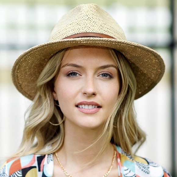 SOLD OUT Natural Woven Panama Hat w/ Faux Leather Double Band Women's - Picture 2 of 7